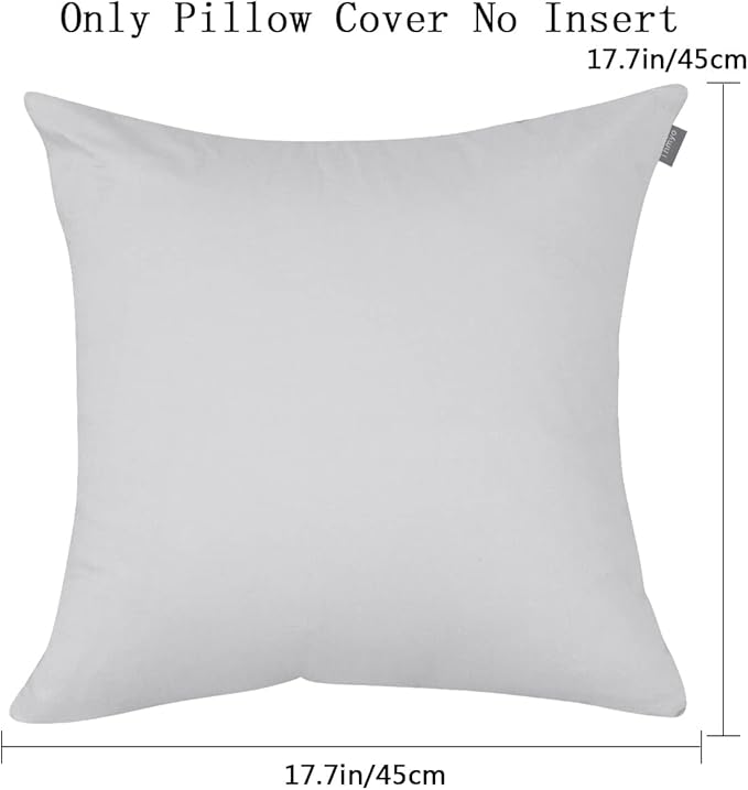Thmyo 4-Pack 100% Cotton Comfortable Solid Decorative Throw Pillow Case Square Cushion Cover Pillowcase Sublimation Blank Pillow Covers DIY Throw Pillowcase(20x20 inch/ 50x50cm,Light Silver Grey)