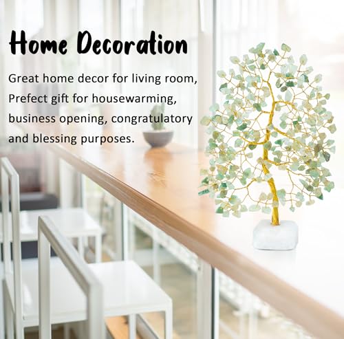 Crocon® Green Jade Crystals Tree of Life Rough Base, Birthday Gifts for Women, Home & Office Decor Money Tree Healing Crystals Women Gifts Ideas House Warming Gift Sister Unique Sage Green Decoration - color: Bd Green Jade + Quartz Base