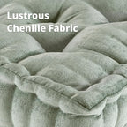 Intelligent Design Floor Pillow - Shredded Foam Filled Meditation & Yoga Cushion, Chenille Tufted, Handsewn Scalloped Edge, Oeko-TEX Certified, Azza, 20" x 20" x 5" Desert Sage - color: Desert Sage