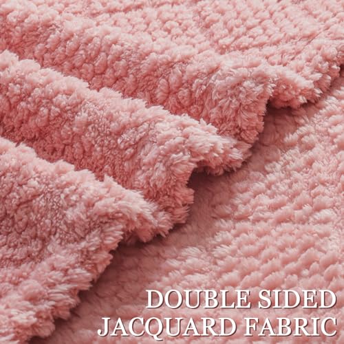 Whale Flotilla Fuzzy Fleece Twin Size Blanket for Bed, Soft Fluffy Jacquard Waffle Blankets for All Season, Lightweight and Cozy, 60x80 Inch, Pink - color: Pink, size: Twin(60x80 Inch)
