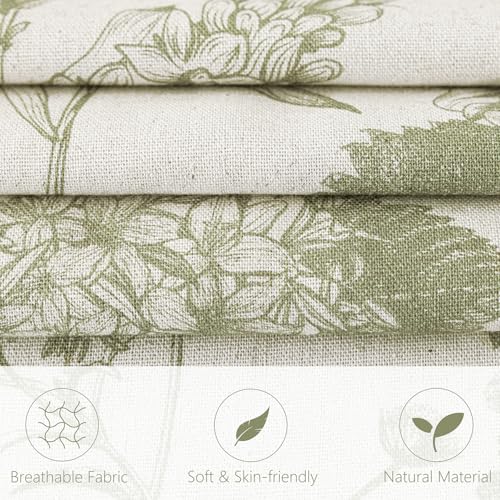Foindtower Set of 2 Linen Floral Throw Pillow Covers Vintage Accent Print Decorative Cozy Cushion Covers Farmhouse Boho Home Decor for Sofa Chair Couch Bedroom Living Room,18×18 Inch,Light Green - color: Light Green, size: 18" x 18" (Pack of 2)