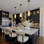 YUYI Alabaster Pendant Light Kitchen Island, H-9.5in Black Pendant Light Fixtures with Natural Marble Shade, Adjustable Ceiling Pendant for Dining Room, Living Room, Bedroom & Bathroom - color: 2-Black, size: 1 Pack