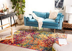 SAFAVIEH Madison Collection Area Rug - 5'3" x 7'6", Fuchsia & Gold, Boho Abstract Distressed Design, Non-Shedding & Easy Care, Ideal for High Traffic Areas in Living Room, Bedroom (MAD425D) - color: Fuchsia/Gold, size: 5'3" x 7'6" (Rectangular)