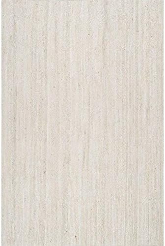 nuLOOM 9x12 Rigo Jute Hand Woven Area Rug, Off White, Solid Farmhouse Design, Natural Fiber, For Bedroom, Living Room, Dining Room, Hallway, Office, Kitchen, Entryway