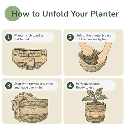 Jute Planter Basket-Woven Jute Rope Covers for Decorating Indoor/Outdoor Succulents, Small Plant Pots-Set of 2-Multi-Purpose Storage Bins 6.5 Inches - Modern Style Décor- Brown - color: Brown- Set of 2, size: 6.5 Inch