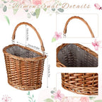 Threehoney 2 Pcs Woven Wicker Hanging Basket Door Hanging Basket Hanging Wicker Wall Basket with Plastic Liner Lower Plants Woven Basket for Home Garden Farmhouse, 5.9"D x 9.84"W x 6.69"H