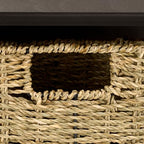 SAFAVIEH Home Collection - Finley Dark Chocolate Brown Wall Mounted 3-Basket Storage Rack with Hooks & Seagrass Baskets (HAC5700D) - color: Dark Chocolate