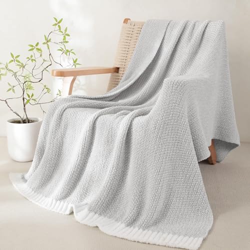 Whale Flotilla Knit Throw Blanket, Ultra Soft Warm Reversible Cozy Decorative Blankets for Couch Sofa and Bed, 50x60 Inch, Grey - color: Grey, size: 50x60 Inch