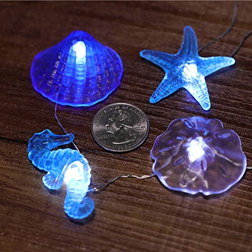 Starryfill Beach Theme 36 LED String Lights Jellyfish Seahorse Starfish 12.96ft Battery Operated Waterproof Cold White with Remote Control and Timer for Patio Wedding Nursery Bedroom Party Birthday - color: Jellyfish
