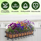 4 Pcs 24in Fabric Plant Window Box Liners Rectangle Non-Woven Planter Basket Liner Insert Brown for Outdoor Garden Fence Wall Railing Hanging Flower Pot, Moisture Retention - size: 24 Inches