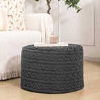 Round Plush Ottoman Pouf Stuffed– Fluffy Ottoman Foot Rest with Modern Foam Filler 20" x 14" Cozy Floor Pouf for Living Room & Bedroom (Gray) - color: Grey