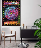 ANJANIYA Sun Moon Star Zodiac Goodluck Tarot Card Bohemian Room Dorm Decor Hippie Indian Boho Tapestry Psychedelic Mandala Wall Hanging Art Cotton Tapestries (Multi, 30"X40")