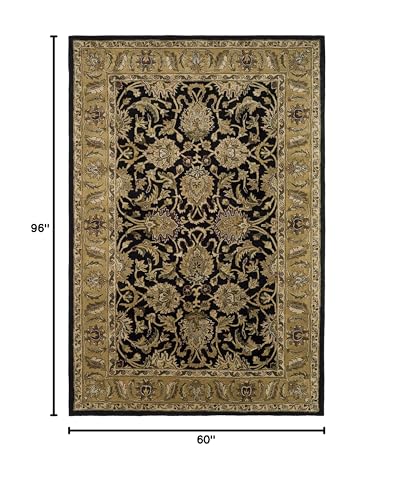 SAFAVIEH Classic Collection 5' x 8' Black / Gold CL252A Handmade Traditional Oriental Premium Wool Area Rug - size: 5' x 8' (Rectangular)