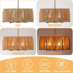 6-Light Hand-Woven Rattan Chandelier, 19.7" Farmhouse Boho Chandelier, Adjustable Rustic Wicker Ceiling Light Fixture for Dining Room Kitchen Island Bedroom Hallway Entryway - size: 19.7"