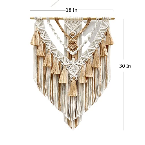 BMIDRUT Hanging Macrame Tapestry Woven Boho Wall Art Handmade Macrame Tapestry Home Wall Decor Wall Pediment 18x30 Inch (Brown) - color: Brown