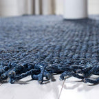 SAFAVIEH Natural Fiber Collection Runner Rug - 2'6" x 6', Navy, Handmade Boho Fringe Woven Jute, Ideal for High Traffic Areas in Living Room, Bedroom (NF368N) - color: Navy, size: 2'6" x 6' (Runner)