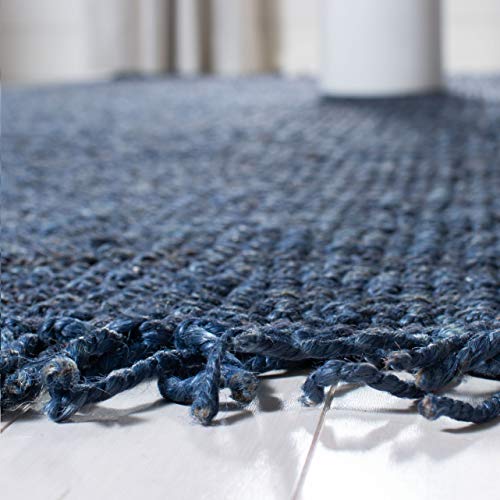 SAFAVIEH Natural Fiber Collection Runner Rug - 2'6" x 6', Navy, Handmade Boho Fringe Woven Jute, Ideal for High Traffic Areas in Living Room, Bedroom (NF368N) - color: Navy, size: 2'6" x 6' (Runner)