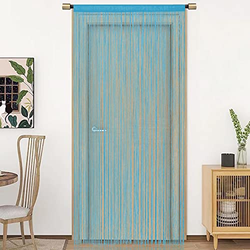 HSYLYM Spaghetti String Curtains for Doorways Privacy Door Frame Tassel Hippy Wall Kitchen Hallway Boho Fringe Curtain Hanging Door Room Dividers Decor 1 Panel（39×110in/100×280cm,Teal Blue） - color: Teal Blue, size: 39"W x 110"L (Pack of 1)