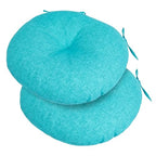 FUNHOME 15"x15"x4" Bistro Chair Cushion Set of 2, Water Repellent Round Outdoor Chair Cushions with Ties, Patio Tufted Chair Pads for Home Garden (Aqua Blue) - color: Aqua Blue