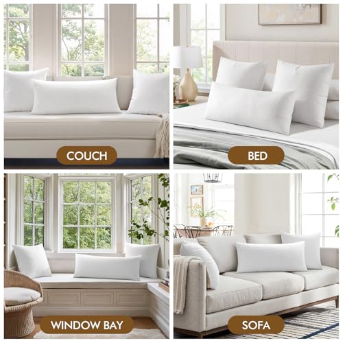 MIULEE 14x36 Inch Pillow Insert, Throw Pillow for Bed Sofa Couch Rectangle Decorative Lumbar Virgin Microfiber Stuffer - size: 14x36 Inch (Pack of 1)