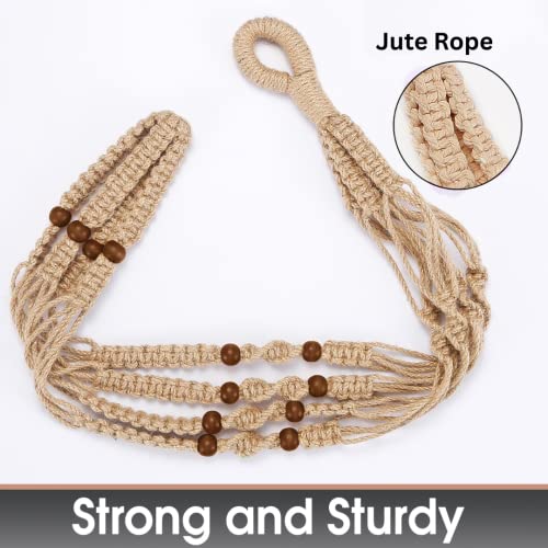 43 Inches Macrame Planter Hanger Large for 12 inch Pot + Swag Hook (Extra Long & Big) | Large Hanging Planter for Indoor Plants | No Tassel, Cotton Rope, NO Pot/Plant Included (Jute)(XL) - color: Brown