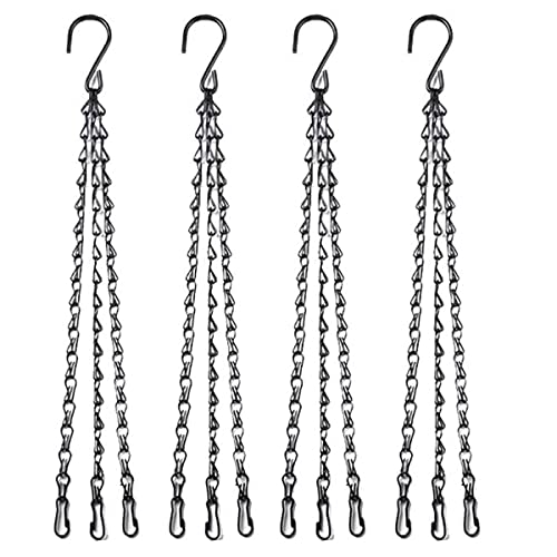 4pcs 18 inch Black Hanging Basket Chain with Hooks Flower Plant Pot Replacement Chain Hanger for Bird Feeders,Planters,Lanterns and Ornaments - size: 18 inch (4pcs)