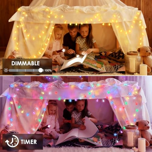 OMIKA Smart Color Changing String Lights USB Powered, 33FT 60LED APP Control Fairy Lights with Remote, Indoor Globe String Lights, Music Sync for Party Bedroom Tent Wedding Christmas Tree - color: Smart Color Changing, size: 33ft 60LED