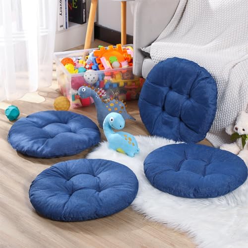 Fumete 8 Pcs 16 Inch Floor Cushions Pillow for Kids Bulk Classroom Round Flexible Seating Floor Cushions for Students Home Daycare School Reading Corner Yoga Meditation Picnic (Jewelry Blue) - color: Jewelry Blue