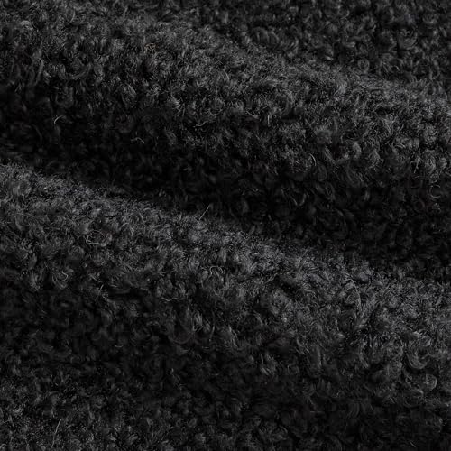 Pack of 2 Curly Teddy Wool Faux Fur Throw Pillow Covers Fuzzy Accent Soft Sherpa Pillowcases Sheepskin Fleece Decorative Cushion Case for Sofa Couch Living Room 24x24 Inch Black - color: Black, size: 24" x 24" (Pack of 2)