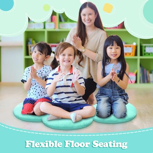 Fumete 8 Pcs 16 Inch Floor Cushions Pillow for Kids Bulk Classroom Round Flexible Seating Floor Cushions for Students Home Daycare School Reading Corner Yoga Meditation Picnic (Mint Green) - color: Mint Green