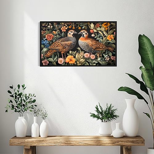 Quails William Morris Wall Art Poster Prints, Vintage Flowers Tapestry, Floral Decor for Living Room, Bedroom, Office, Bathroom AA12 (Quails, 24 x 48 inches (1 Panel), Unframed) - color: Quails, size: 24 x 48 inches (1 Panel)
