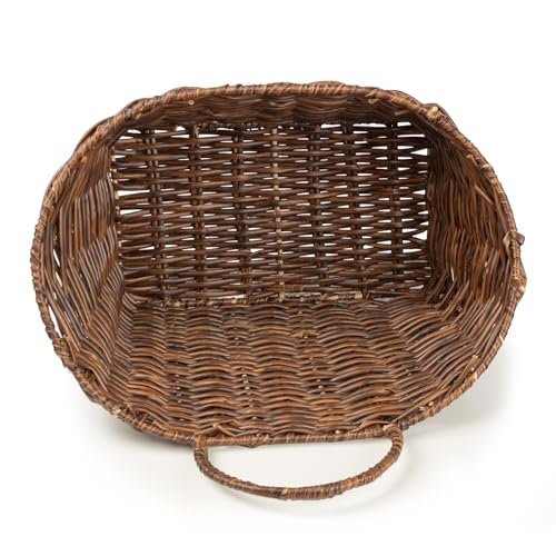 Hanging Wall Basket Handwoven Wicker Basket for Plants, Flowers & Storage, Rustic Farmhouse Wall Decor Organizer, Dark Brown Plastic Rattan - color: Plastic Rattan Tube - Dark Brown