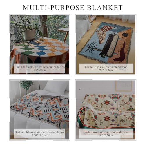 LumiSyne Cotton Woven Throw Blanket With Tassel Double-Sided Jacquard Bohemian Geometric Pattern Vintage Ethnic Style Decorative Throws For Sofa Bed Armchair Camping Blanket Tapestry Tablecloth Carpet - color: Blue White Constellation, size: 180×230cm
