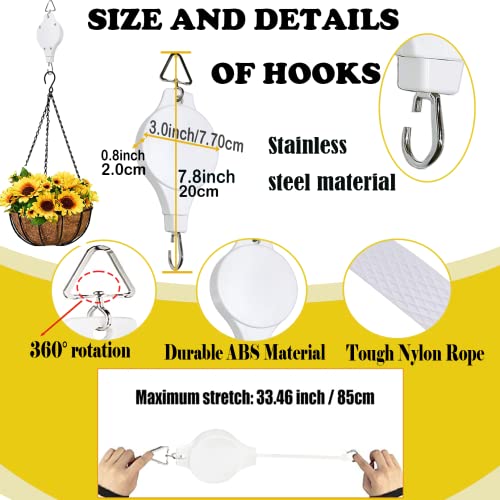 Adjustable Plant Pulley Hanger-2 Pack, Plant Pulley Retractable Hanger, Pully Hook for Hanging Garden Basket Pots, Bird Feeder Outdoor Heavy Duty
