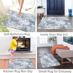 Capslpad 2x3 Blue&Greyl Abstract Hallway Runner, Ultra Soft Fabric Washable Runner Rug, Non-Slip Rubber Backing, Stain Resistant Low Pile Runners for Hallways, Kitchen, Entryway, Bedroom, Laundry - color: Blue&greyl, size: 2' x 3' (Runner)