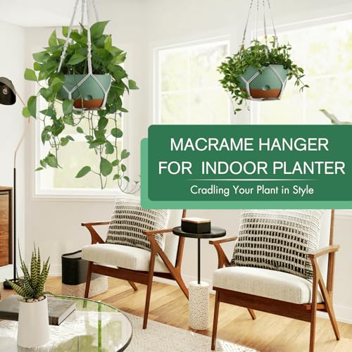 Set of 2-10 Inch Hanging Planters for Indoor Plants with Self-Watering Includes Hanging Pots for Plants, Outdoor Hanging Plant Pot with Drainage, and 2 Types of Baskets Hangers (Green, 10inch) - color: Green, size: 10inch