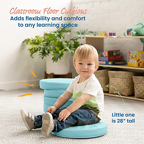ECR4Kids SoftZone Floor Cushions, Round, Flexible Seating, Seafoam, 6-Piece - color: Seafoam