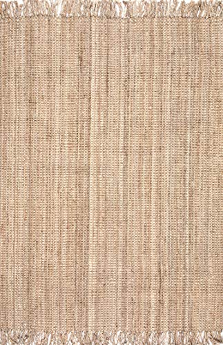 Nuloom Daniela Natural, 2' x 3', Handmade, Jute, Tassel, Soft and Textured, High Traffic, Stain Resistant, Easy Clean, Durable Area Rug for Bedroom, Living Room, Dining Space, Foyer, Entryway - color: Natural, size: 2' x 3' (Rectangular)