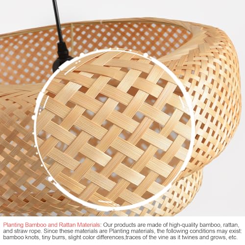18.12 Inch Bamboo Pendant Light Hand Woven Dining Room Lights Wicker Hanging Bamboo Light Fixture for Living Room Kitchen Bedroom Coffee Restaurant Hallway - color: Bamboo 2-Tier, size: 18.12 inch-2 Layer