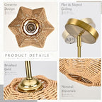 Mini Rattan Pendant Light Hemp Rope Rattan Light Fixture Woven Pendant Wicker Chandelier Boho Chandelier for Bedroom Kitchen Island - color: 8.7" Natural