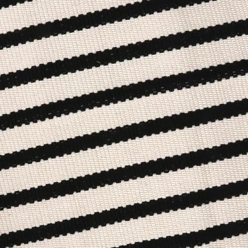LEEVAN Black and White Striped Outdoor Rug Runner 2x4.3 Layering Doormat Farmhouse Front Porch Rug Cotton Woven Washable Throw Carpet for Hallway/Front Steps/Bathroom/Kitchen/Home Entrance - color: Black and White, size: 2' x 4'3" (Rectangular)