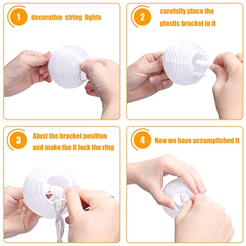 Vigdur White Lantern String Lights - Large and Small Hanging Nylon Lantern Lights Plug in for Indoor Bedroom Party Outdoor Patio Backyard Use,9.84FT - color: White Lantern - Large and Small