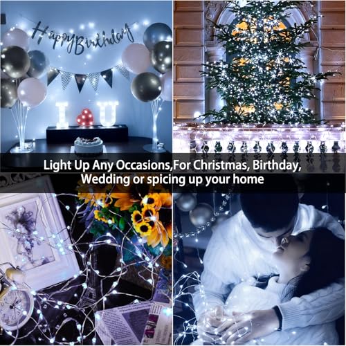 VOOKRY 32 Pcs Fairy Lights Battery Operated String Lights - 10 ft 30 LEDs Waterproof Silver Wire Mini Firefly Starry Moon Lights for DIY Crafts Wedding Party Table Centerpieces Christmas(Cool White) - color: Cool White, size: 32 Pack