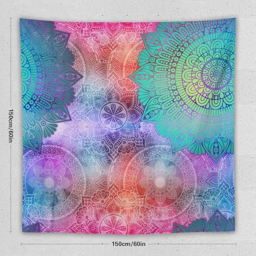 HZOHNAGO Mandala Tapestry Abstract Colored Geometry Pattern Printed Wall Tapestry Watercolor Abstract Wall Hanging for Bedroom Living Room Dorm 60" W x 60" H - color: Style-6, size: 60"L x 60"W