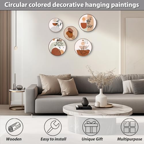 5 Pcs Boho Wall Decor Sun Leaves Wall Art Bohemian Decor Rustic Wooden Hanging Sign Wood Plaque Geometric Minimalist Modern Decoration for Living Room Bedroom Farmhouse Office House Wood Art - color: Multi0171