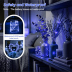 8 Pack Rechargeable LED Fairy Lights 7Ft 20LED Battery Operated with Remote, DIY Timer & 8 Modes, Mini Twinkle String Lights for Indoor Christmas Wedding Mason Jar Bedroom Party Table (Blue) - color: Blue