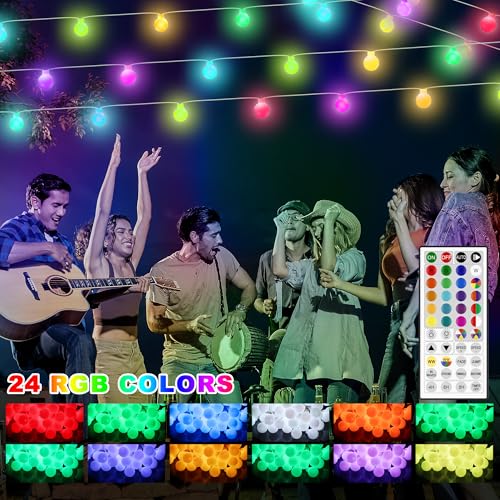 OMIKA Color Changing String Lights Plug in, 25 Colors 33FT 100LED RGB+Warm White Globe String Lights, Outdoor Christmas Globe Decorative Lights with Remote for Indoor Bedroom Party Garden Xmas Decor - color: Color Changing, size: 33ft 100LED