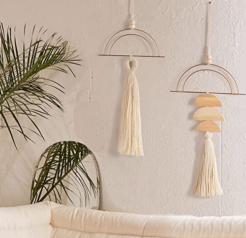 IOWER Boho Wall Decor Macrame Wall Hanging Bohemian Bedroom Wall Art Bathroom Decor Kitchen Tassel Home Wall Aesthetic Christmas Gifts 2 Pcs - color: Ivory