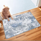 Capslpad 2x3 Blue&Greyl Abstract Hallway Runner, Ultra Soft Fabric Washable Runner Rug, Non-Slip Rubber Backing, Stain Resistant Low Pile Runners for Hallways, Kitchen, Entryway, Bedroom, Laundry - color: Blue&greyl, size: 2' x 3' (Runner)