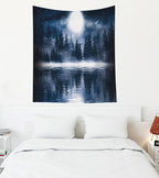 EMMTEEY Misty Forest Wall Art - Dark Forest, Moonlit Shadows, 50X60